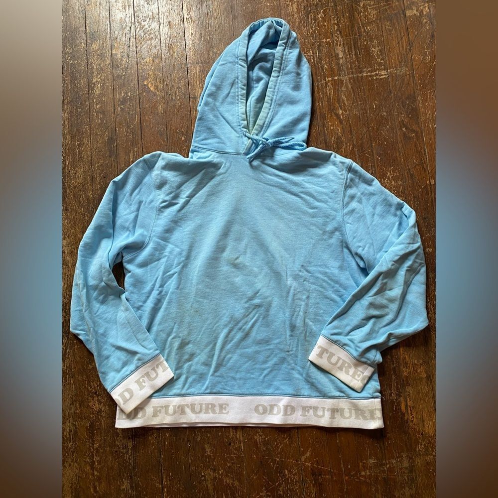 Odd Future Women’s Sky Blue Cropped Hoodie Size MD DISCOLORATION